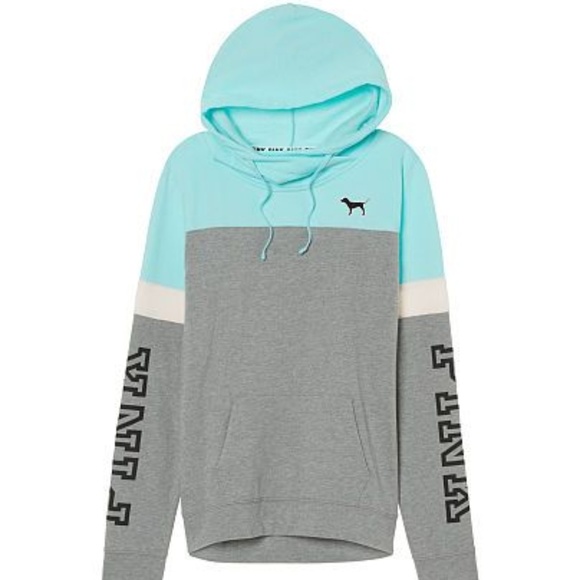 PINK Victoria's Secret Tops - PINK Victoria's Secret XS Teal Colorblock Hoodie